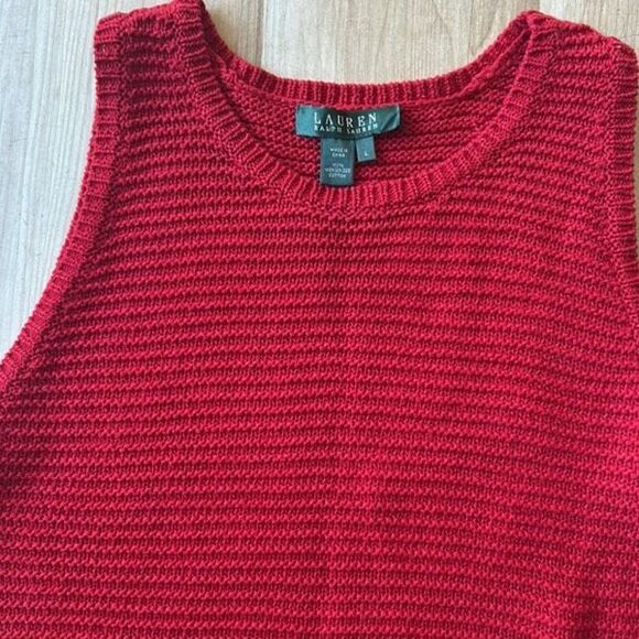 Ralph Lauren Womens Red Crew Neck Cotton Jumper Vest - Picture 2 of 4